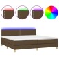 vidaXL Boxspringbett mit Matratze & LED Dunkelbraun 200x200 cm Stoff vidaXL Boxspringbett mit Matratze & LED Dunkelbraun 200x200 cm Stoff