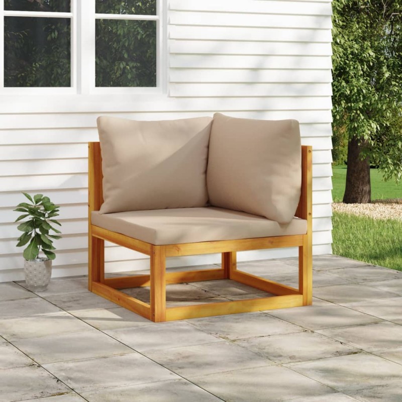 vidaXL Modular-Ecksofa mit Taupe Kissen Massivholz Akazie vidaXL Modular-Ecksofa mit Taupe Kissen Massivholz Akazie