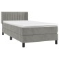 vidaXL Boxspringbett mit Matratze Hellgrau 100x200 cm Samt vidaXL Boxspringbett mit Matratze Hellgrau 100x200 cm Samt