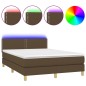 vidaXL Boxspringbett mit Matratze & LED Dunkelbraun 140x200 cm Stoff vidaXL Boxspringbett mit Matratze & LED Dunkelbraun 140x200 cm Stoff