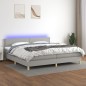 vidaXL Boxspringbett mit Matratze & LED Hellgrau 200x200 cm Stoff vidaXL Boxspringbett mit Matratze & LED Hellgrau 200x200 cm Stoff