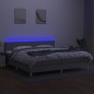 vidaXL Boxspringbett mit Matratze & LED Hellgrau 200x200 cm Stoff vidaXL Boxspringbett mit Matratze & LED Hellgrau 200x200 cm Stoff