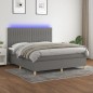 vidaXL Boxspringbett mit Matratze & LED Dunkelgrau 180x200 cm Stoff vidaXL Boxspringbett mit Matratze & LED Dunkelgrau 180x200 cm Stoff