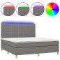 vidaXL Boxspringbett mit Matratze & LED Dunkelgrau 180x200 cm Stoff vidaXL Boxspringbett mit Matratze & LED Dunkelgrau 180x200 cm Stoff