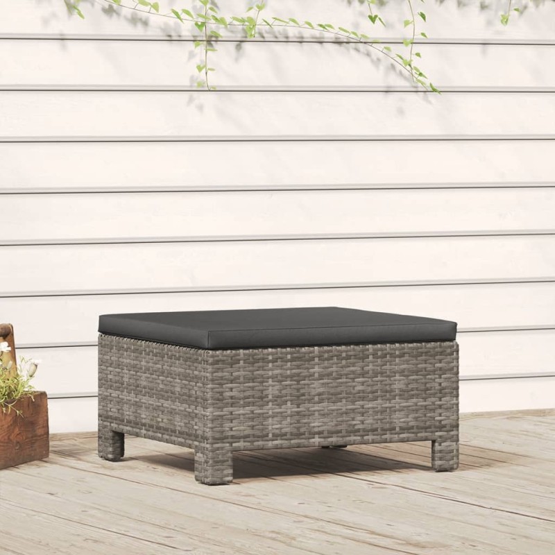 Gartenhocker mit Kissen Grau Poly Rattan Gartenhocker mit Kissen Grau Poly Rattan