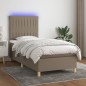 vidaXL Boxspringbett mit Matratze & LED Taupe 90x200 cm Stoff vidaXL Boxspringbett mit Matratze & LED Taupe 90x200 cm Stoff