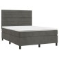 vidaXL Boxspringbett mit Matratze & LED Dunkelgrau 140x200 cm Samt vidaXL Boxspringbett mit Matratze & LED Dunkelgrau 140x200 cm Samt