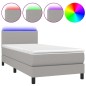 vidaXL Boxspringbett mit Matratze & LED Hellgrau 100x200 cm Stoff vidaXL Boxspringbett mit Matratze & LED Hellgrau 100x200 cm Stoff