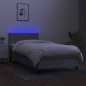 vidaXL Boxspringbett mit Matratze & LED Hellgrau 100x200 cm Stoff vidaXL Boxspringbett mit Matratze & LED Hellgrau 100x200 cm Stoff
