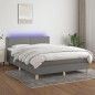 vidaXL Boxspringbett mit Matratze & LED Dunkelgrau 140x200 cm Stoff vidaXL Boxspringbett mit Matratze & LED Dunkelgrau 140x200 cm Stoff