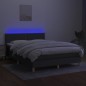 vidaXL Boxspringbett mit Matratze & LED Dunkelgrau 140x200 cm Stoff vidaXL Boxspringbett mit Matratze & LED Dunkelgrau 140x200 cm Stoff