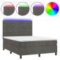 vidaXL Boxspringbett mit Matratze & LED Dunkelgrau 140x190 cm Samt vidaXL Boxspringbett mit Matratze & LED Dunkelgrau 140x190 cm Samt