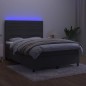 vidaXL Boxspringbett mit Matratze & LED Dunkelgrau 140x190 cm Samt vidaXL Boxspringbett mit Matratze & LED Dunkelgrau 140x190 cm Samt
