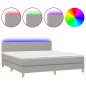 vidaXL Boxspringbett mit Matratze & LED Hellgrau 160x200 cm Stoff vidaXL Boxspringbett mit Matratze & LED Hellgrau 160x200 cm Stoff