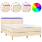 vidaXL Boxspringbett mit Matratze & LED Creme 140x190 cm Stoff vidaXL Boxspringbett mit Matratze & LED Creme 140x190 cm Stoff