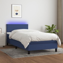 vidaXL Boxspringbett mit Matratze & LED Blau 80x200 cm Stoff
