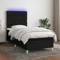 vidaXL Boxspringbett mit Matratze & LED Schwarz 90x190 cm Stoff vidaXL Boxspringbett mit Matratze & LED Schwarz 90x190 cm Stoff