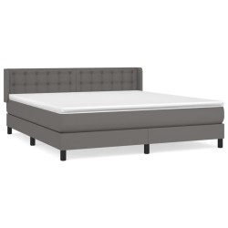vidaXL Boxspringbett mit Matratze Grau 180x200 cm Kunstleder