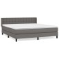 vidaXL Boxspringbett mit Matratze Grau 180x200 cm Kunstleder vidaXL Boxspringbett mit Matratze Grau 180x200 cm Kunstleder