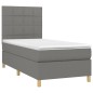 vidaXL Boxspringbett mit Matratze & LED Dunkelgrau 100x200 cm Stoff vidaXL Boxspringbett mit Matratze & LED Dunkelgrau 100x200 cm Stoff