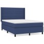 vidaXL Boxspringbett mit Matratze Blau 140x200 cm Stoff vidaXL Boxspringbett mit Matratze Blau 140x200 cm Stoff