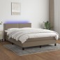 vidaXL Boxspringbett mit Matratze & LED Taupe 140x200 cm Stoff vidaXL Boxspringbett mit Matratze & LED Taupe 140x200 cm Stoff