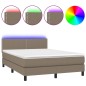 vidaXL Boxspringbett mit Matratze & LED Taupe 140x200 cm Stoff vidaXL Boxspringbett mit Matratze & LED Taupe 140x200 cm Stoff