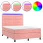 vidaXL Boxspringbett mit Matratze & LED Rosa 140x200 cm Samt vidaXL Boxspringbett mit Matratze & LED Rosa 140x200 cm Samt