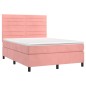vidaXL Boxspringbett mit Matratze & LED Rosa 140x200 cm Samt vidaXL Boxspringbett mit Matratze & LED Rosa 140x200 cm Samt