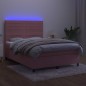 vidaXL Boxspringbett mit Matratze & LED Rosa 140x200 cm Samt vidaXL Boxspringbett mit Matratze & LED Rosa 140x200 cm Samt