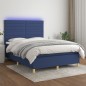 vidaXL Boxspringbett mit Matratze & LED Blau 140x200 cm Stoff vidaXL Boxspringbett mit Matratze & LED Blau 140x200 cm Stoff