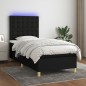 vidaXL Boxspringbett mit Matratze & LED Schwarz 90x200 cm Stoff vidaXL Boxspringbett mit Matratze & LED Schwarz 90x200 cm Stoff