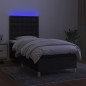 vidaXL Boxspringbett mit Matratze & LED Schwarz 90x200 cm Stoff vidaXL Boxspringbett mit Matratze & LED Schwarz 90x200 cm Stoff