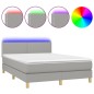 vidaXL Boxspringbett mit Matratze & LED Hellgrau 140x190 cm Stoff vidaXL Boxspringbett mit Matratze & LED Hellgrau 140x190 cm Stoff