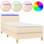 vidaXL Boxspringbett mit Matratze & LED Creme 90x200 cm Stoff vidaXL Boxspringbett mit Matratze & LED Creme 90x200 cm Stoff