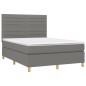 vidaXL Boxspringbett mit Matratze & LED Dunkelgrau 140x200 cm Stoff vidaXL Boxspringbett mit Matratze & LED Dunkelgrau 140x200 cm Stoff