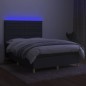 vidaXL Boxspringbett mit Matratze & LED Dunkelgrau 140x200 cm Stoff vidaXL Boxspringbett mit Matratze & LED Dunkelgrau 140x200 cm Stoff