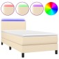 vidaXL Boxspringbett mit Matratze & LED Creme 100x200 cm Stoff vidaXL Boxspringbett mit Matratze & LED Creme 100x200 cm Stoff
