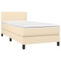 vidaXL Boxspringbett mit Matratze & LED Creme 100x200 cm Stoff vidaXL Boxspringbett mit Matratze & LED Creme 100x200 cm Stoff