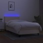 vidaXL Boxspringbett mit Matratze & LED Creme 100x200 cm Stoff vidaXL Boxspringbett mit Matratze & LED Creme 100x200 cm Stoff