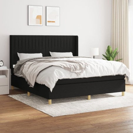 vidaXL Boxspringbett mit Matratze Schwarz 180x200 cm Stoff