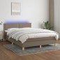 vidaXL Boxspringbett mit Matratze & LED Taupe 140x200 cm Stoff vidaXL Boxspringbett mit Matratze & LED Taupe 140x200 cm Stoff
