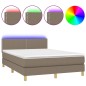 vidaXL Boxspringbett mit Matratze & LED Taupe 140x200 cm Stoff vidaXL Boxspringbett mit Matratze & LED Taupe 140x200 cm Stoff