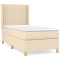 vidaXL Boxspringbett mit Matratze Creme 90x200 cm Stoff vidaXL Boxspringbett mit Matratze Creme 90x200 cm Stoff