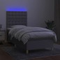 vidaXL Boxspringbett mit Matratze & LED Hellgrau 90x200 cm Stoff vidaXL Boxspringbett mit Matratze & LED Hellgrau 90x200 cm Stoff