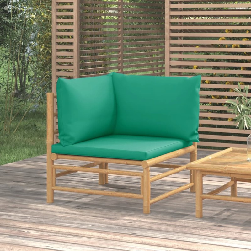 Garten-Ecksofa mit Grünen Kissen Bambus Garten-Ecksofa mit Grünen Kissen Bambus