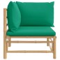 Garten-Ecksofa mit Grünen Kissen Bambus Garten-Ecksofa mit Grünen Kissen Bambus