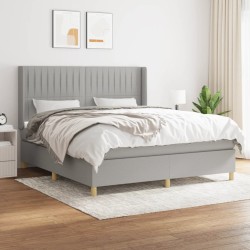 vidaXL Boxspringbett mit Matratze Hellgrau 180x200 cm Stoff