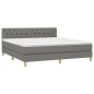 vidaXL Boxspringbett mit Matratze & LED Dunkelgrau 160x200 cm Stoff vidaXL Boxspringbett mit Matratze & LED Dunkelgrau 160x200 cm Stoff