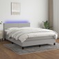 vidaXL Boxspringbett mit Matratze & LED Hellgrau 140x190 cm Stoff vidaXL Boxspringbett mit Matratze & LED Hellgrau 140x190 cm Stoff